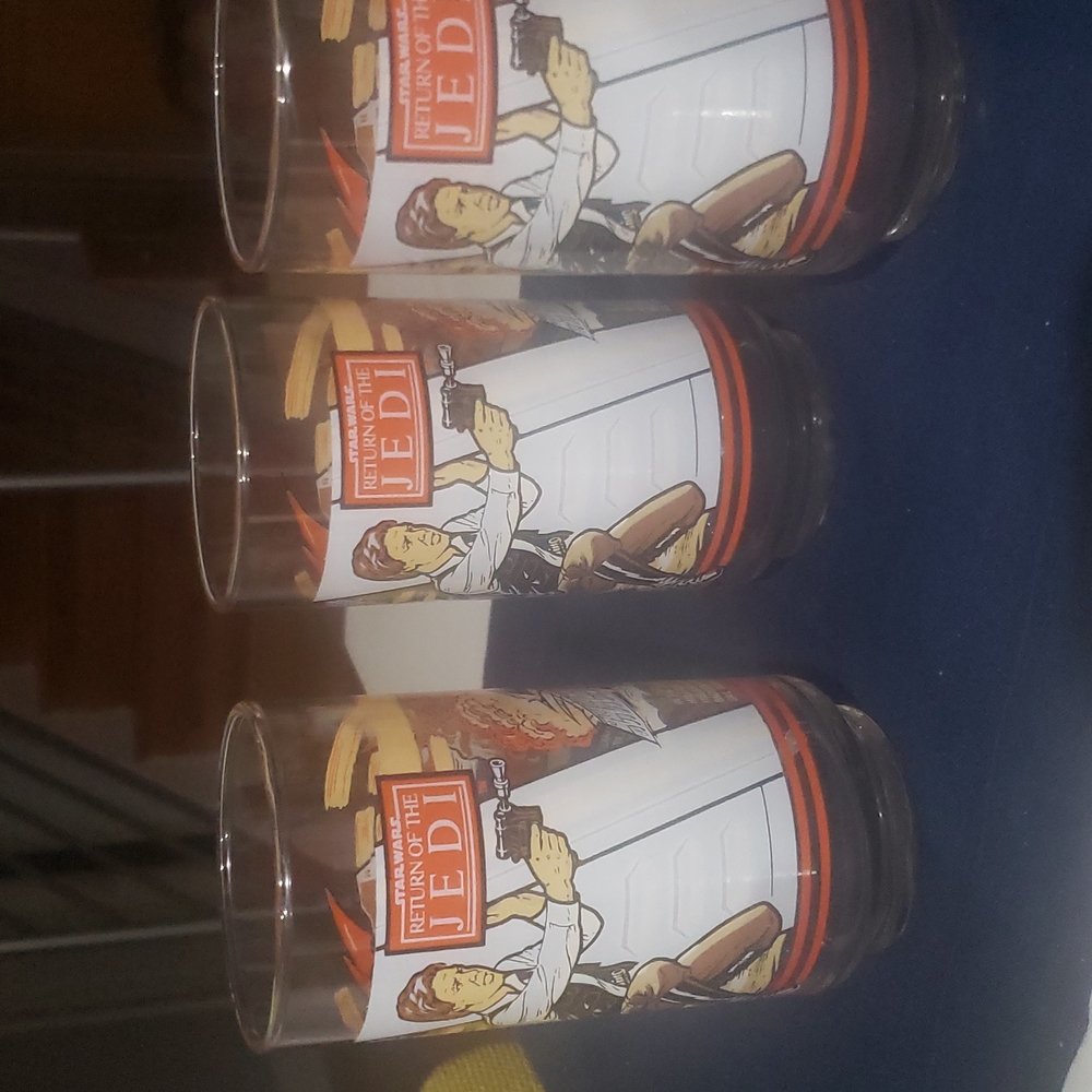 Star Wars "Return of the Jedi" 3 Glasses. Vintage 1983 - Burger King Coca Cola. - Picture 1 of 6